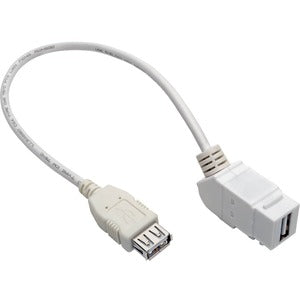 Tripp Lite USB 2.0 Panel Mount Coupler Cable Keystone Jack White F/F 1ft 1'