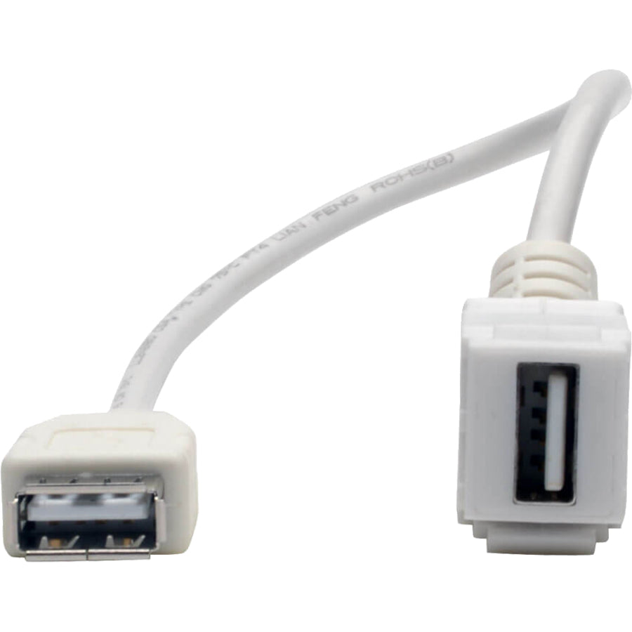 Tripp Lite USB 2.0 Panel Mount Coupler Cable Keystone Jack White F/F 1ft 1'