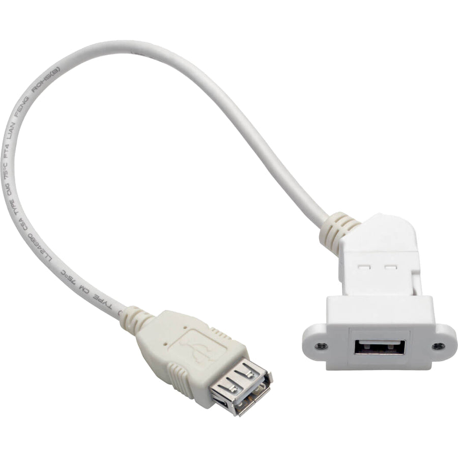 Tripp Lite USB 2.0 Panel Mount Coupler Cable Keystone Jack White F/F 1ft 1'