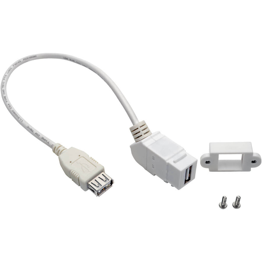 Tripp Lite USB 2.0 Panel Mount Coupler Cable Keystone Jack White F/F 1ft 1'