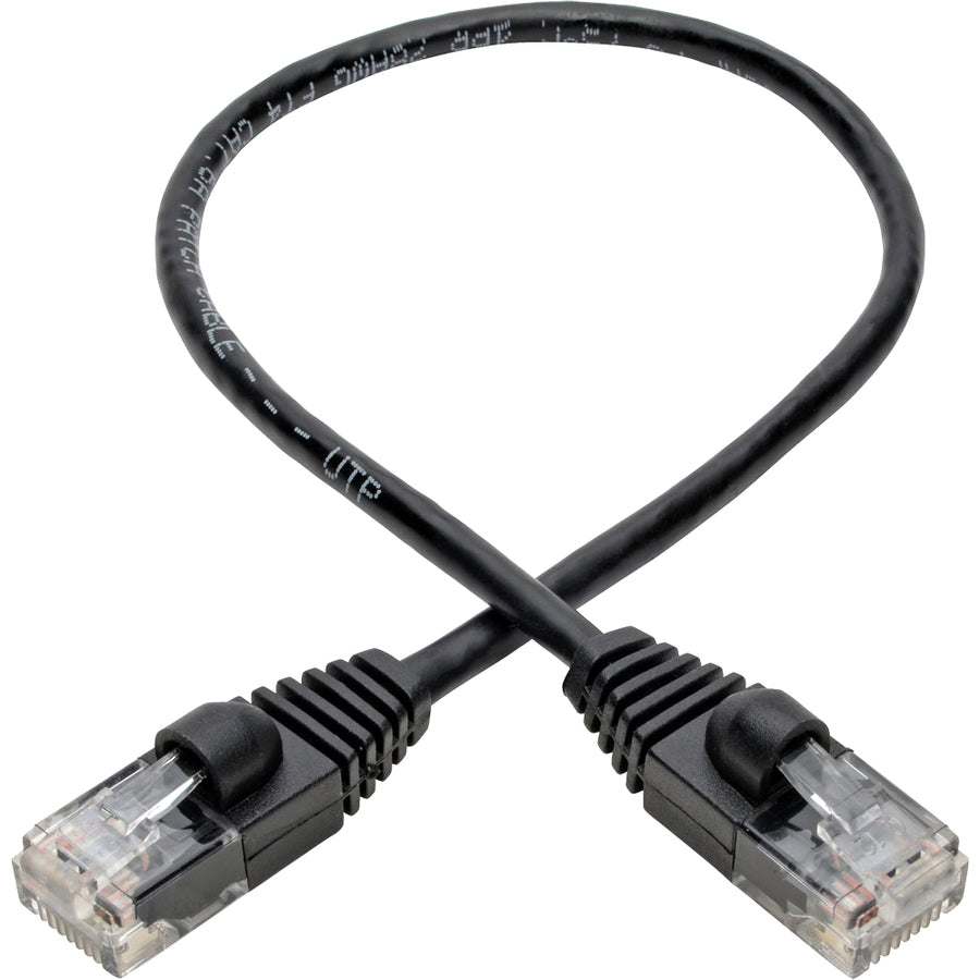 Tripp Lite Cat6a 10G Snagless Molded Slim UTP Patch Cable M/M Black 1ft 1'