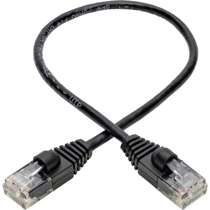 Tripp Lite Cat6a 10G Snagless Molded Slim UTP Patch Cable M/M Black 1ft 1'