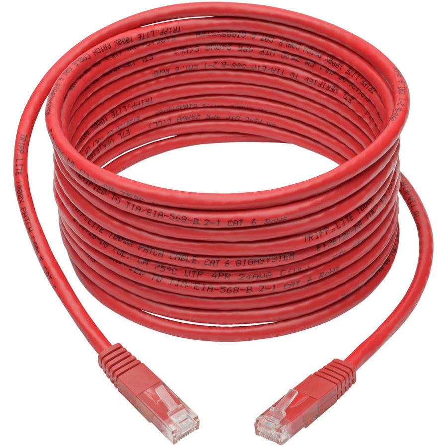 Tripp Lite Cat6 Cat5e Gigabit Molded Patch Cable RJ45 M/M 550MHz Red 15ft