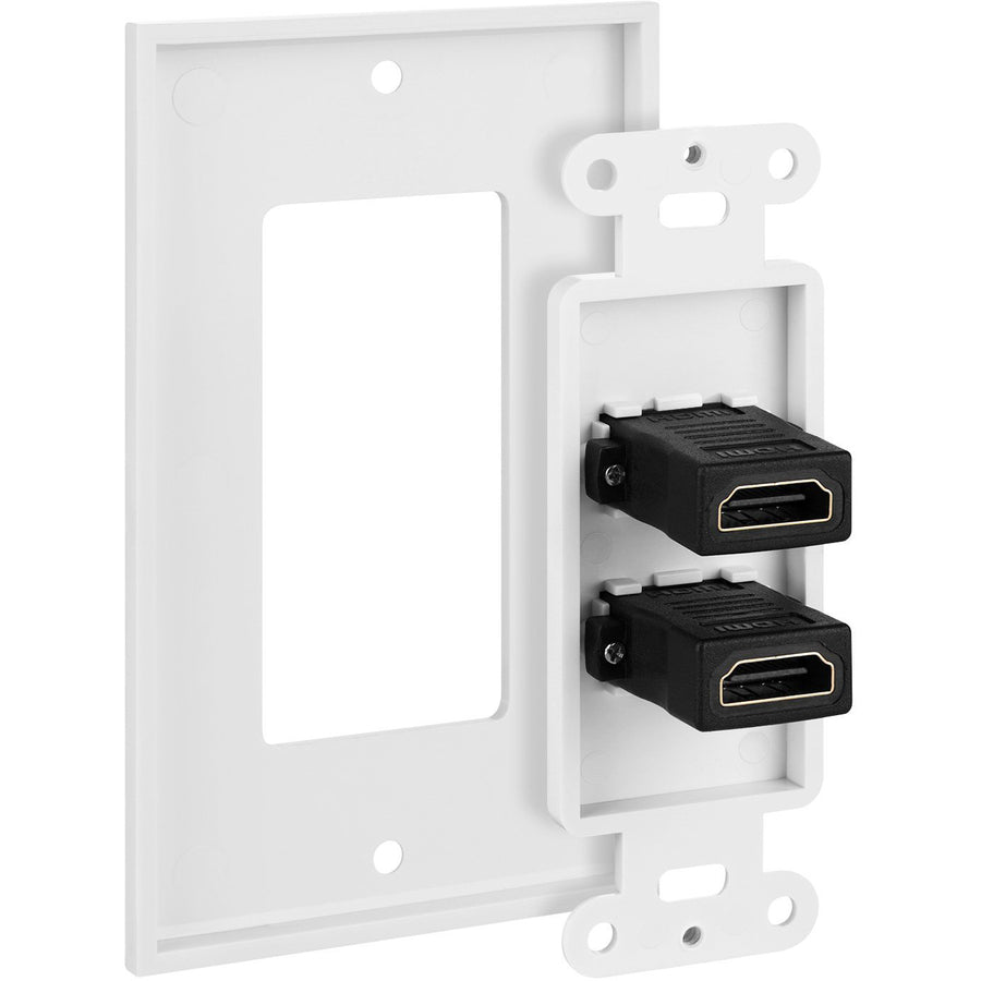 4XEM 2 Port/Outlet Female HDMI Wall Plate (White)
