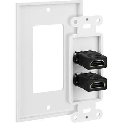 4XEM 2 Port/Outlet Female HDMI Wall Plate (White)