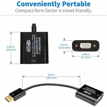 Tripp Lite 6in DisplayPort to VGA Adapter Active Converter DP to VGA M/F DPort 1.2 6"
