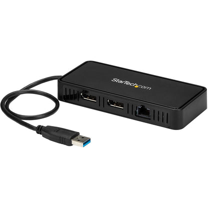 StarTech.com USB 3.0 Mini Dock - Dual Monitor USB Type-A Laptop Docking Station - DisplayPort 4K 60Hz & Gigabit Ethernet - 1' (30cm) cable