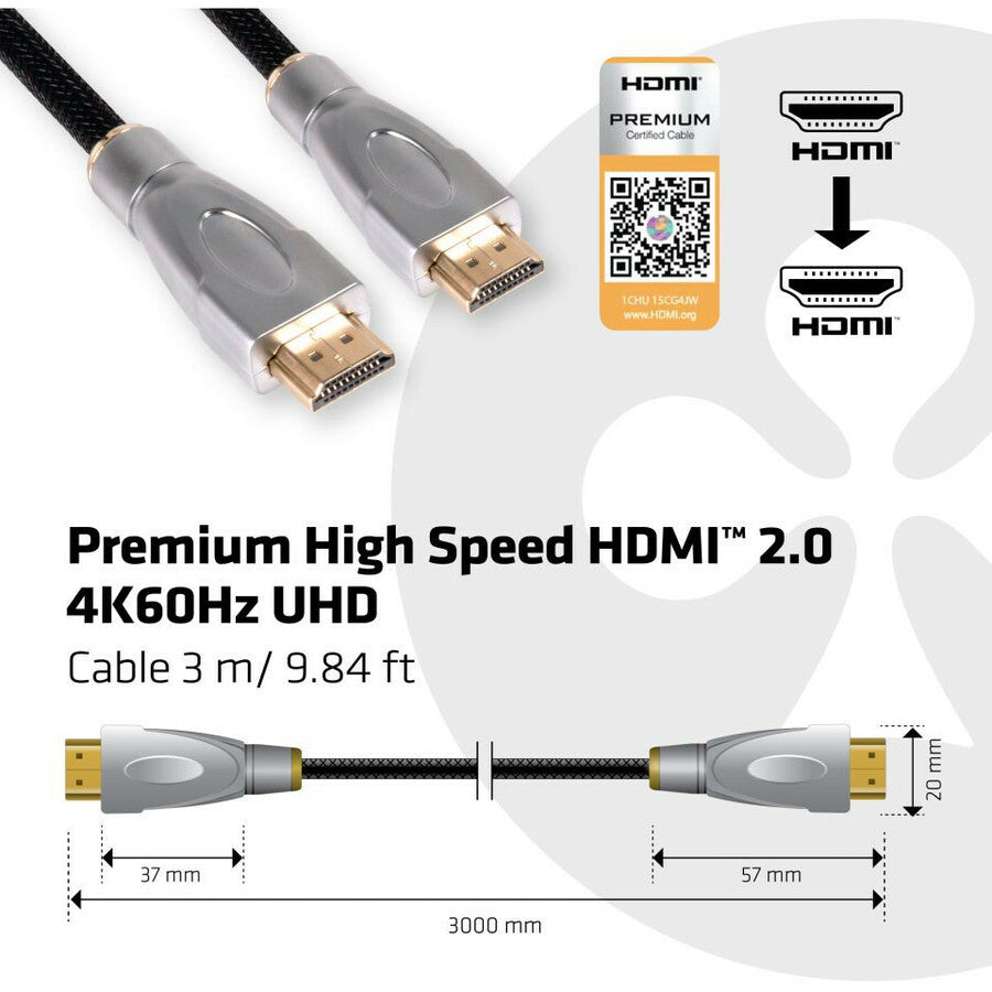 Club 3D Premium High Speed HDMI 2.0 4K60Hz UHD Cable 3 meter