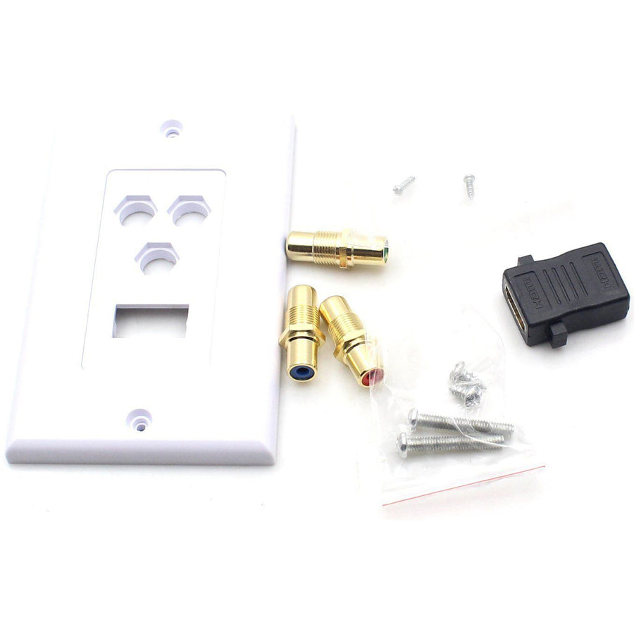 4XEM 1 Port Female HDMI and RCA Audio/Video Wall Plate (White)
