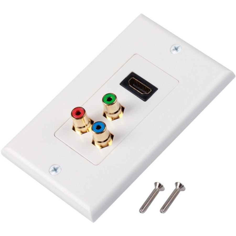 4XEM 1 Port Female HDMI and RCA Audio/Video Wall Plate (White)