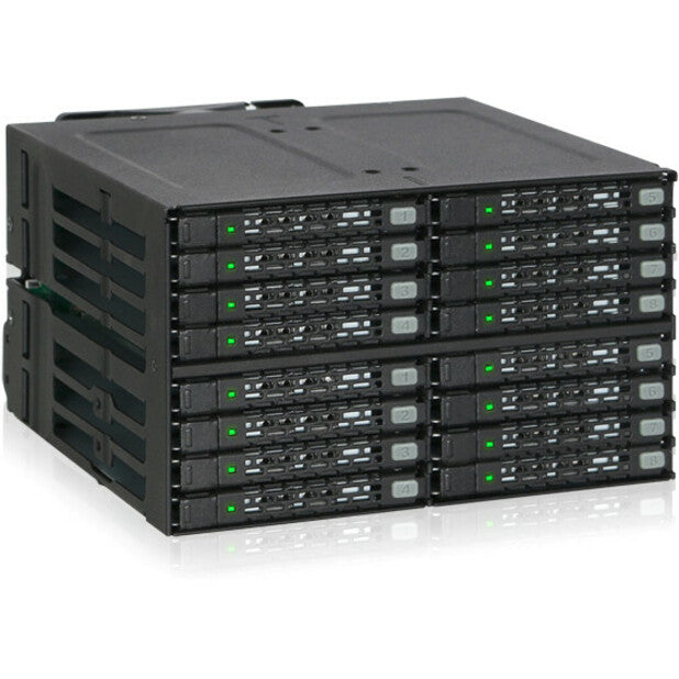 Icy Dock ToughArmor MB516SP-B Drive Enclosure for 5.25" - Serial ATA, Mini-SAS HD Host Interface Internal - Black