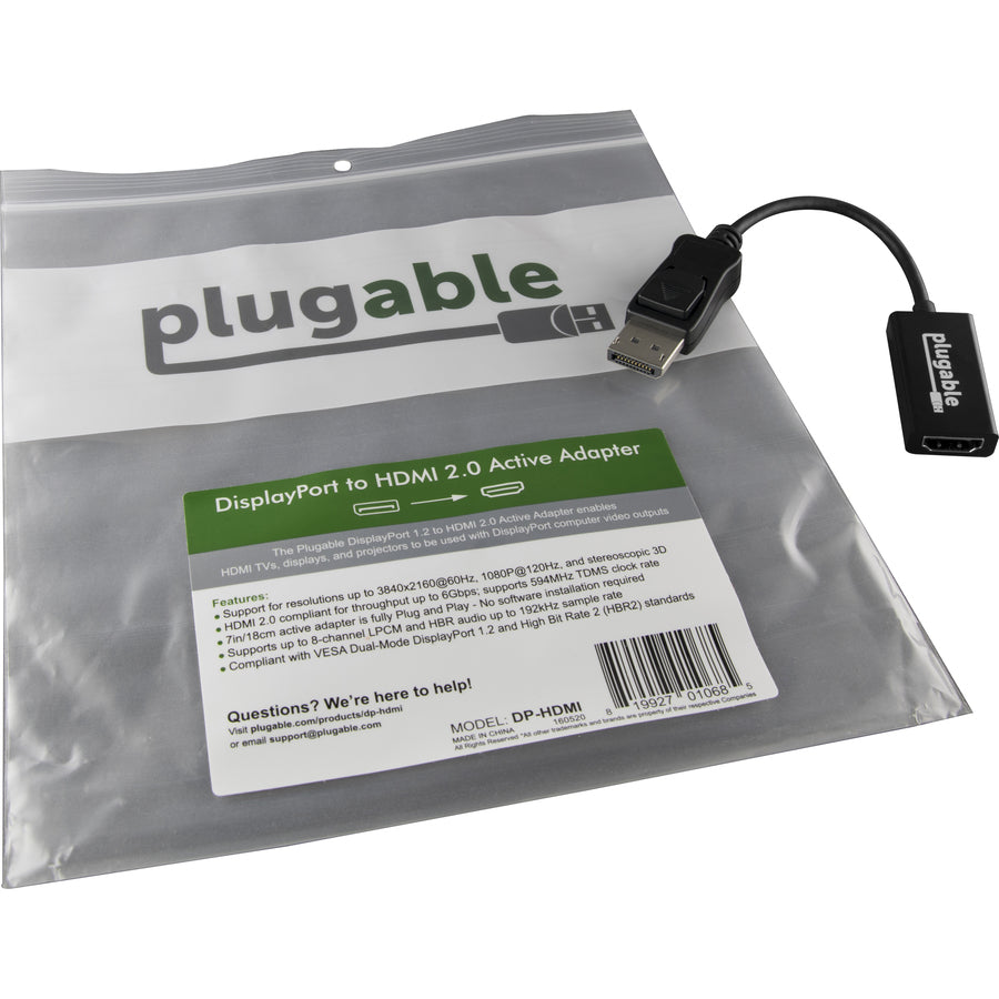 Plugable Active Mini DisplayPort (Thunderbolt 2) to HDMI 2.0 Adapter