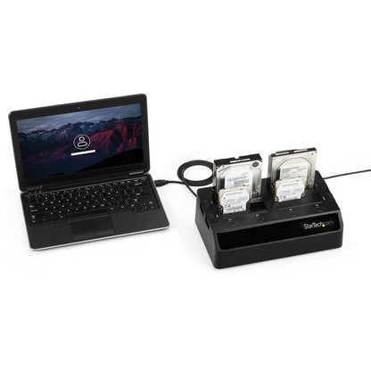 StarTech.com USB 3.0 to 4-Bay SATA 6Gbps Hard Drive Docking Station w/ UASP & Dual Fans - 2.5/3.5in SSD / HDD Dock