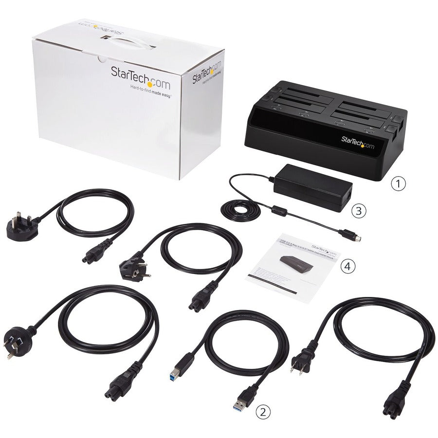 StarTech.com USB 3.0 to 4-Bay SATA 6Gbps Hard Drive Docking Station w/ UASP & Dual Fans - 2.5/3.5in SSD / HDD Dock