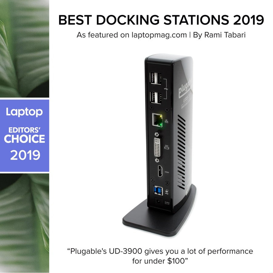 Plugable USB 3.0 Universal Laptop Docking Station Dual Monitor for Windows and Mac