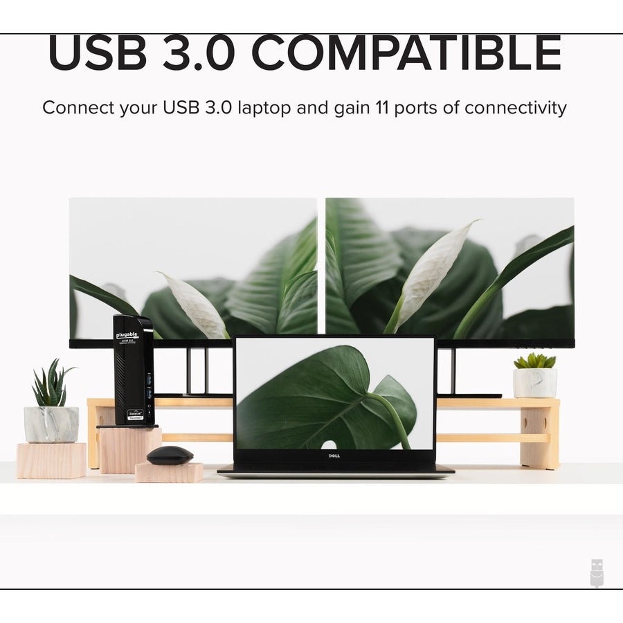 Plugable USB 3.0 Universal Laptop Docking Station Dual Monitor for Windows and Mac