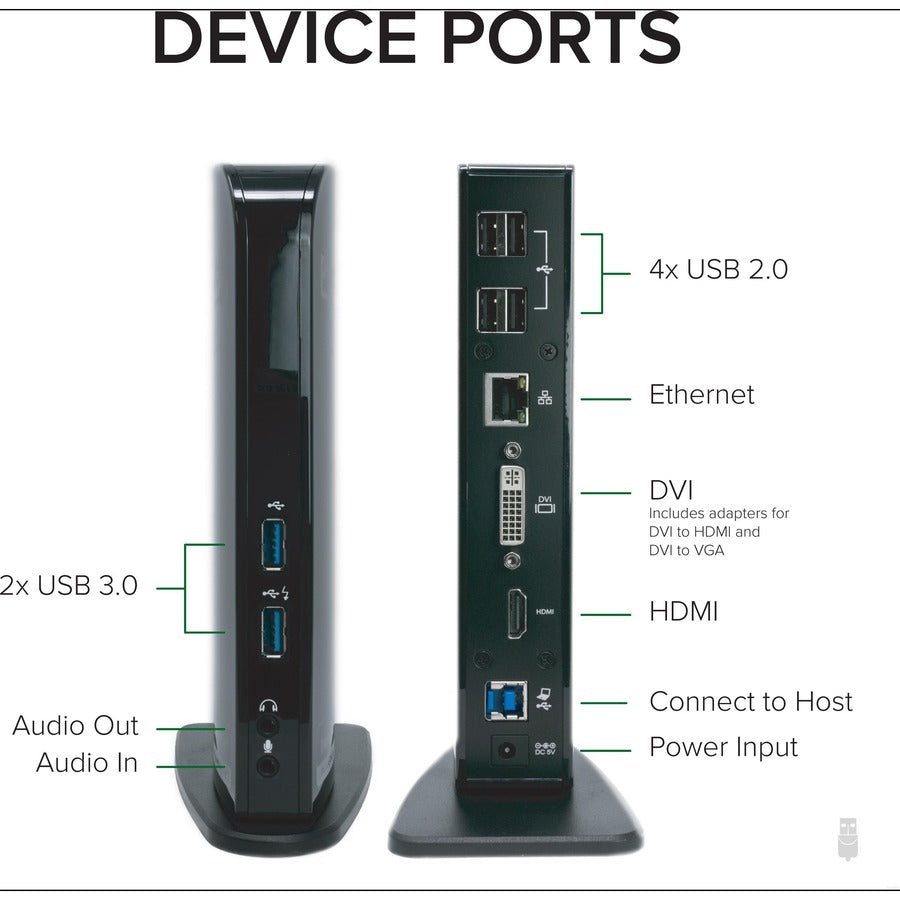 Plugable USB 3.0 Universal Laptop Docking Station Dual Monitor for Windows and Mac