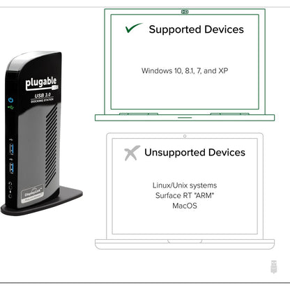 Plugable USB 3.0 Universal Laptop Docking Station Dual Monitor for Windows and Mac