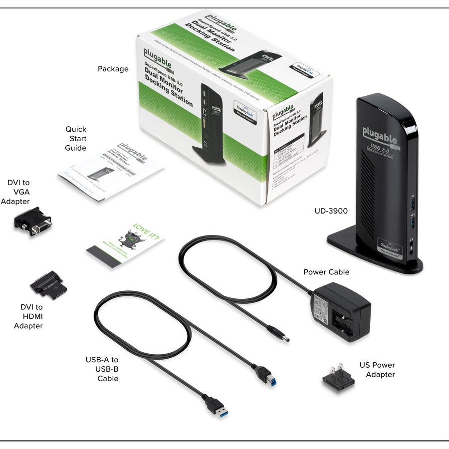 Plugable USB 3.0 Universal Laptop Docking Station Dual Monitor for Windows and Mac