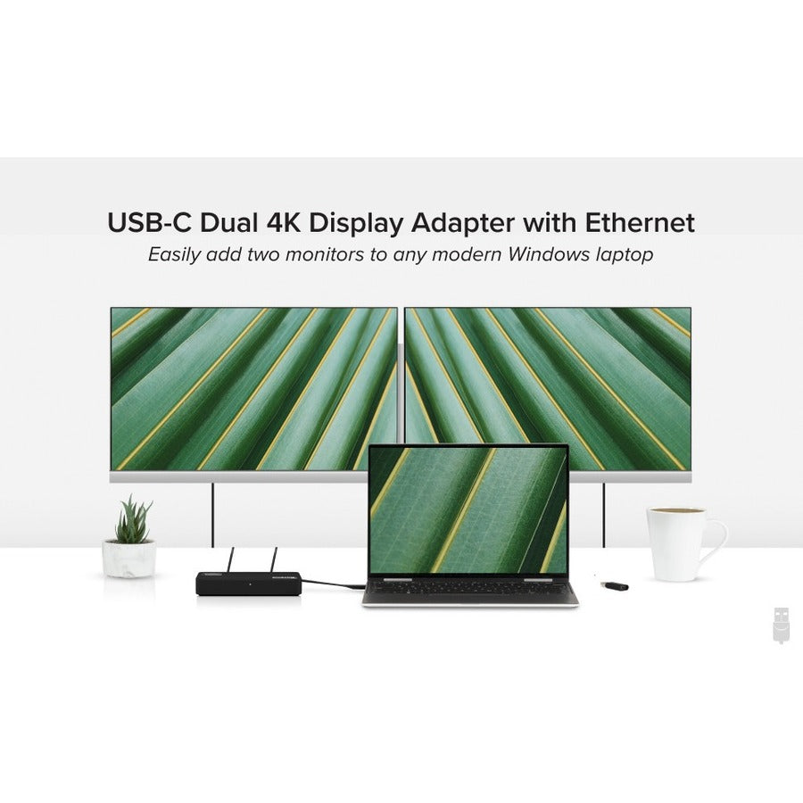 Plugable 4K DisplayPort and HDMI Dual Monitor Adapter with Ethernet for USB 3.0 and USB-C
