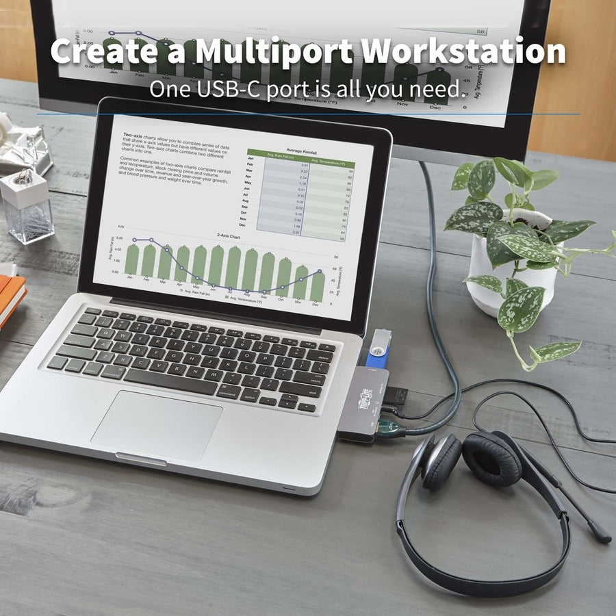 Tripp Lite USB C Docking Station HDMI USB-A SD/Micro SD PD Charging Gray