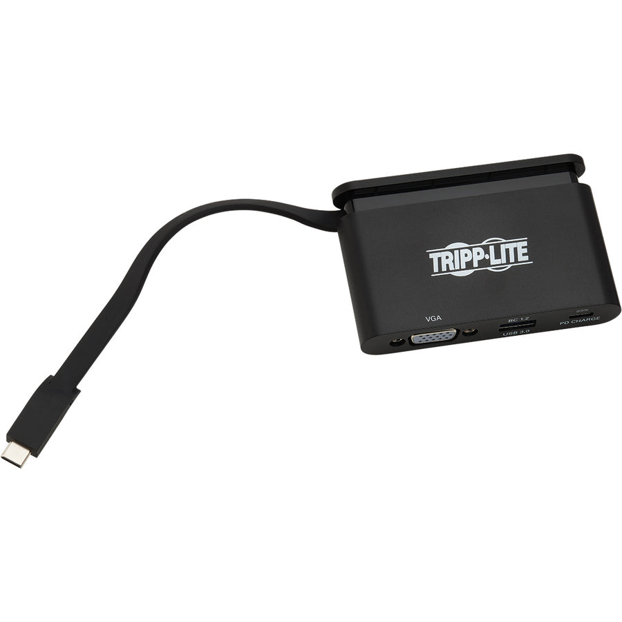 Tripp Lite USB C Adapter Converter w/ VGA, Gigabit Ethernet, USB-A Hub, PD Charging, Storage Cable 1080p Thunderbolt 3 Compatible