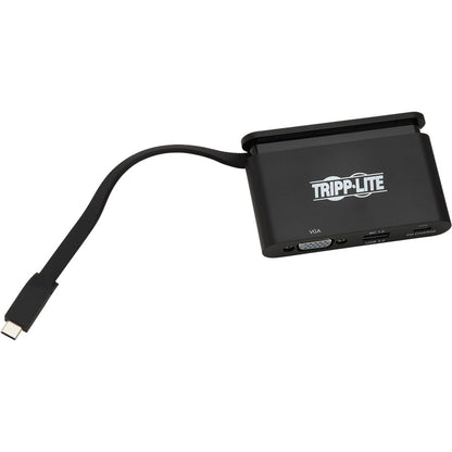 Tripp Lite USB C Adapter Converter w/ VGA, Gigabit Ethernet, USB-A Hub, PD Charging, Storage Cable 1080p Thunderbolt 3 Compatible