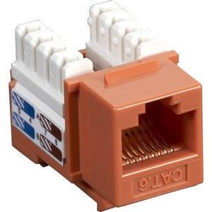 Black Box CAT6 Keystone Jack - Unshielded, RJ45, Orange, 25-Pack