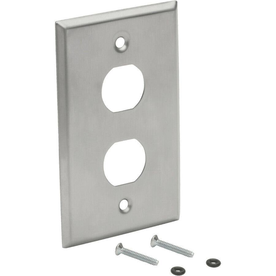 Tripp Lite RJ45 Bulkhead Wall Plate 2 Cutouts Industrial Metal Single Gang