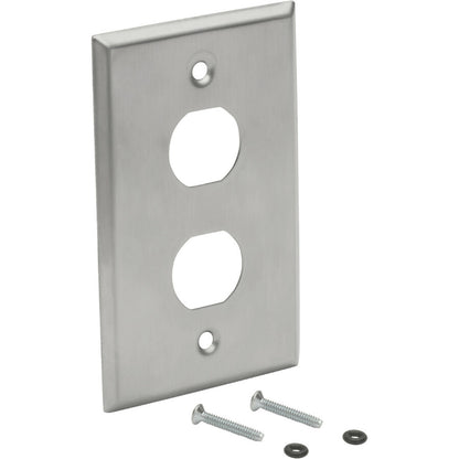 Tripp Lite RJ45 Bulkhead Wall Plate 2 Cutouts Industrial Metal Single Gang