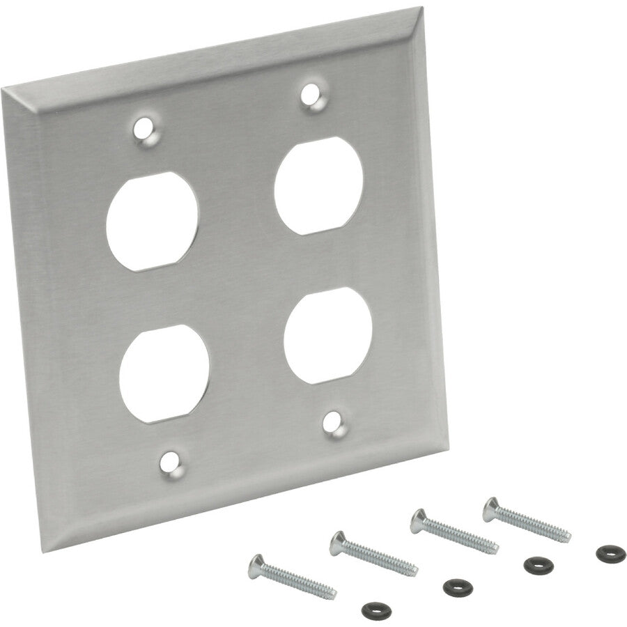 Tripp Lite RJ45 Bulkhead Wall Plate 4 Cutouts Industrial Metal Single Gang