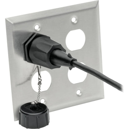 Tripp Lite RJ45 Bulkhead Wall Plate 4 Cutouts Industrial Metal Single Gang