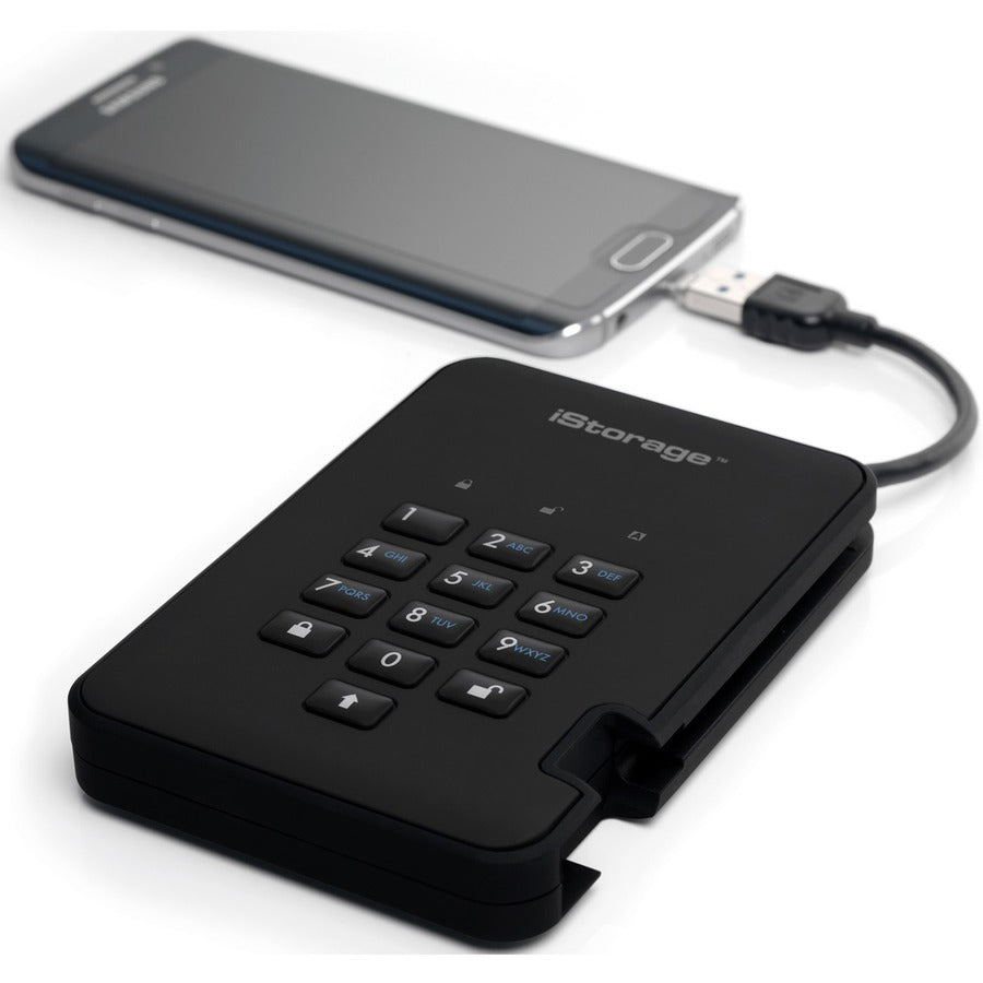 iStorage diskAshur2 1 TB Portable Hard Drive - External - Phantom Black - TAA Compliant