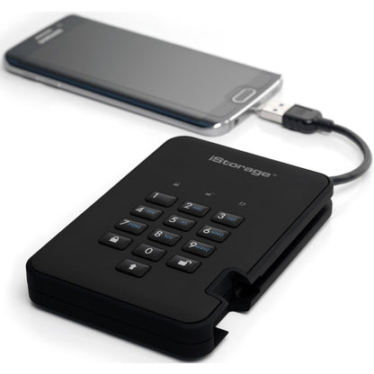 iStorage diskAshur2 1 TB Portable Hard Drive - External - Phantom Black - TAA Compliant