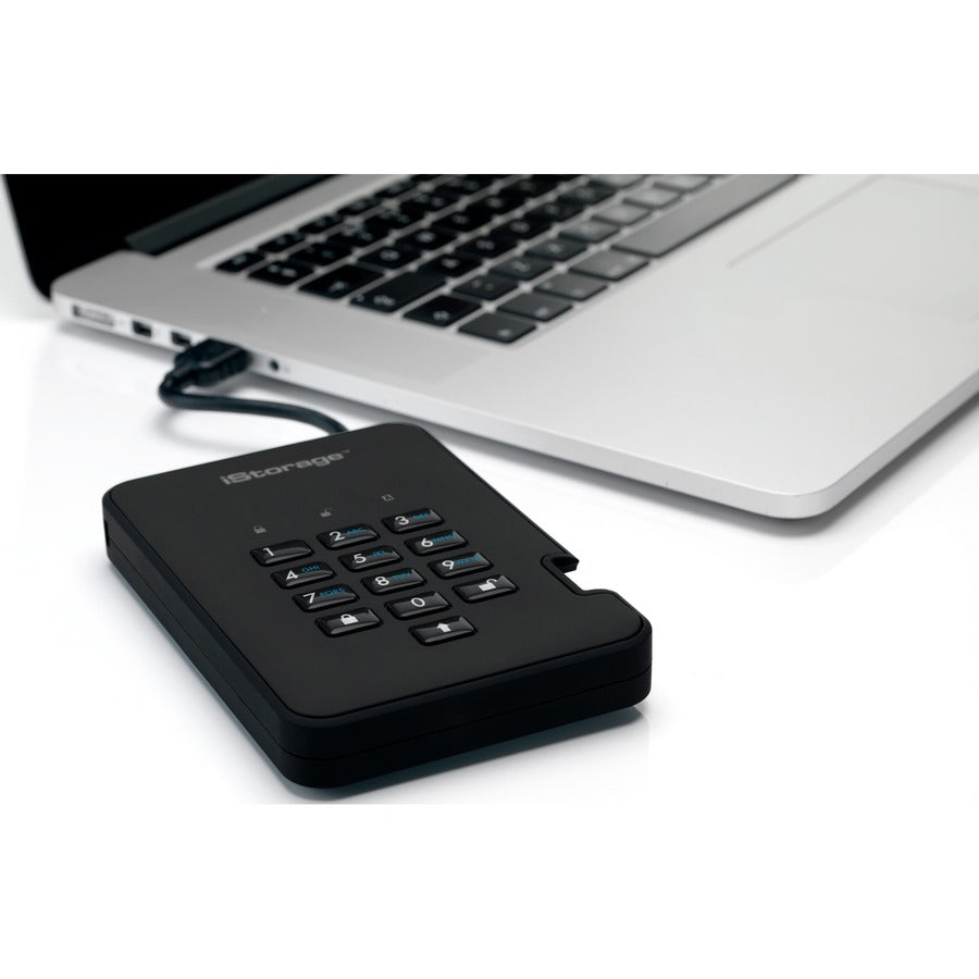 iStorage diskAshur2 1 TB Portable Hard Drive - External - Phantom Black - TAA Compliant