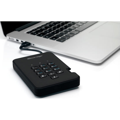 iStorage diskAshur2 1 TB Portable Hard Drive - External - Phantom Black - TAA Compliant