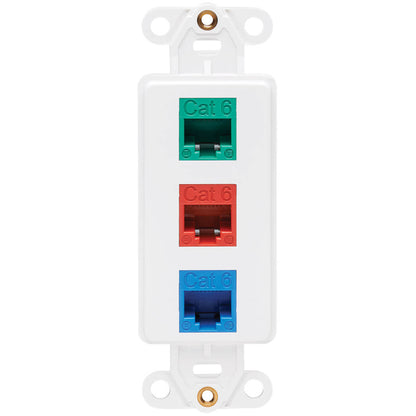 Tripp Lite Center Plate Insert, Decora Style - Vertical, 3 Ports