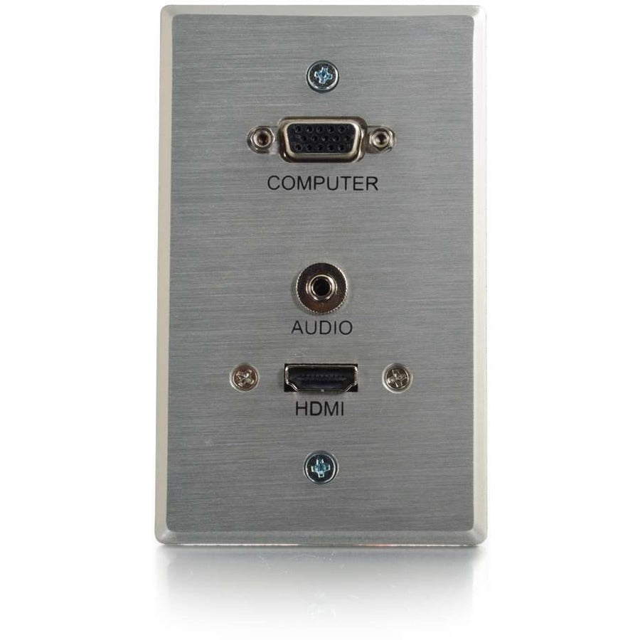 C2G-RapidRun VGA + 3.5mm Single Gang Wall Plate + HDMI Pass Through - Aluminum