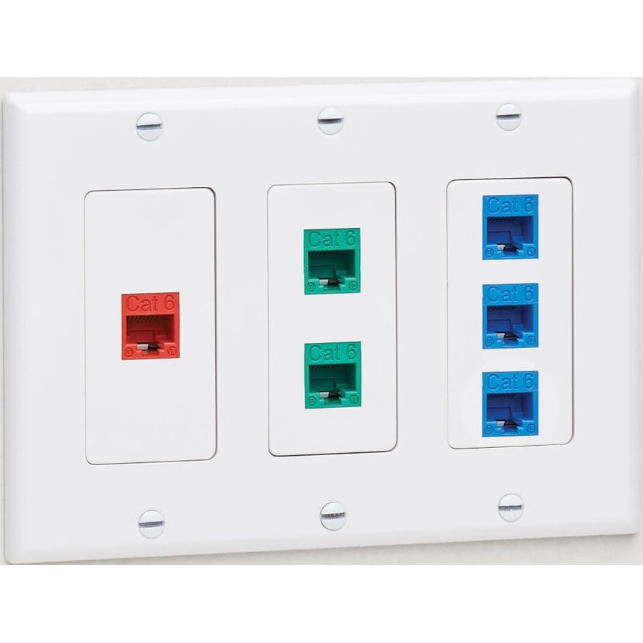 Tripp Lite Triple-Gang Faceplate, Decora Style - Vertical, White