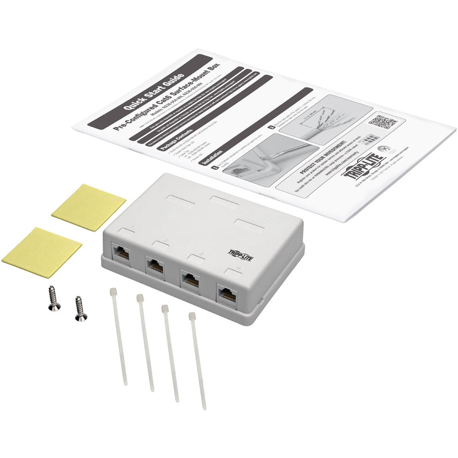 Tripp Lite Cat6 Surface-Mount Box 4-Port Unshielded 110 IDC Punchdown RJ45