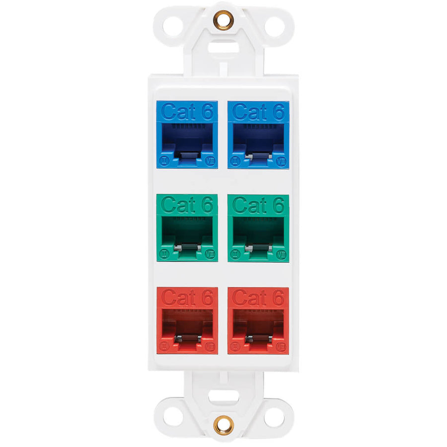 Tripp Lite Center Plate Insert, Decora Style - Vertical, 6 Ports