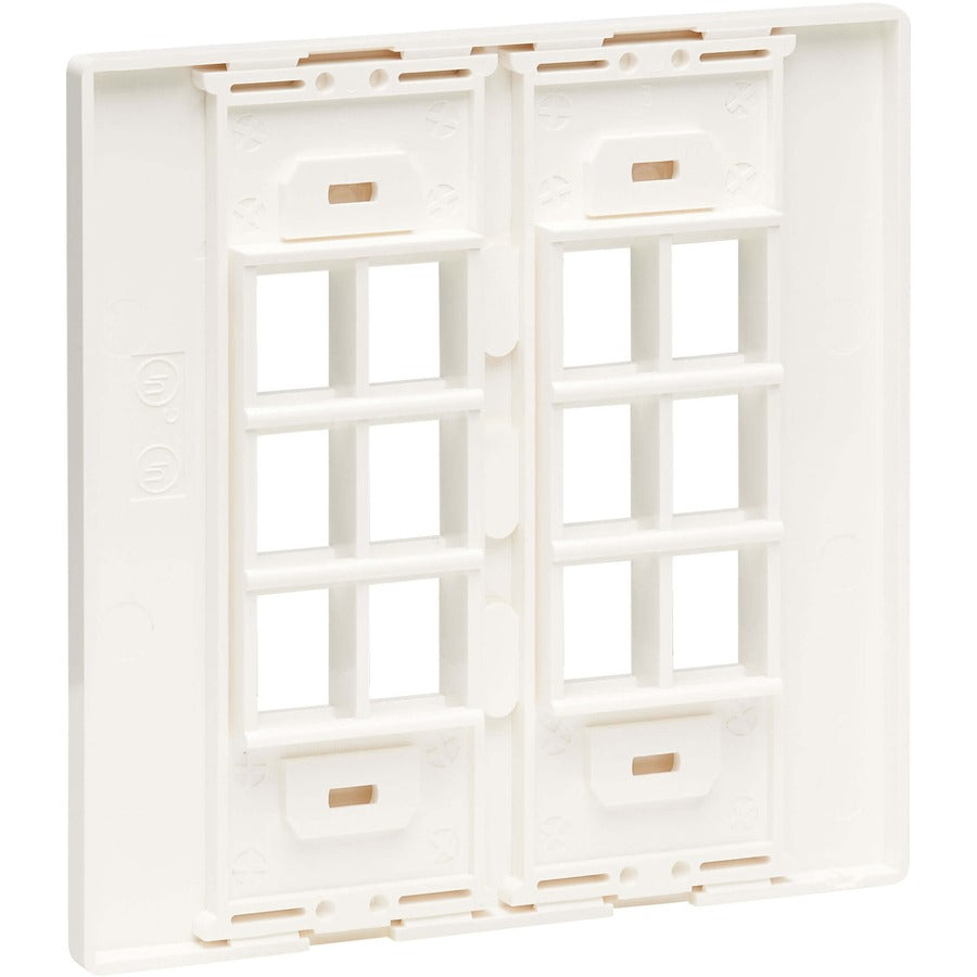 Tripp Lite 12-Port Keystone Double-Gang Faceplate, White, TAA