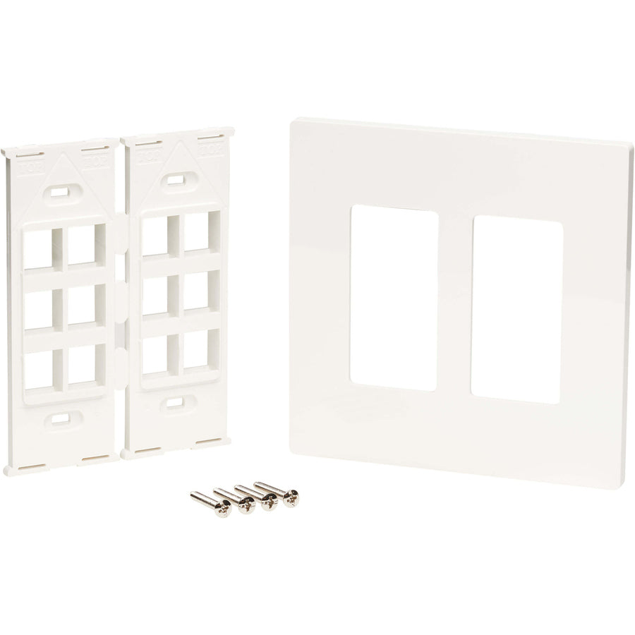 Tripp Lite 12-Port Keystone Double-Gang Faceplate, White, TAA
