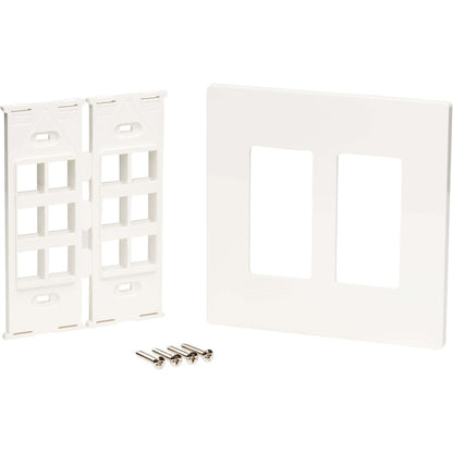 Tripp Lite 12-Port Keystone Double-Gang Faceplate, White, TAA