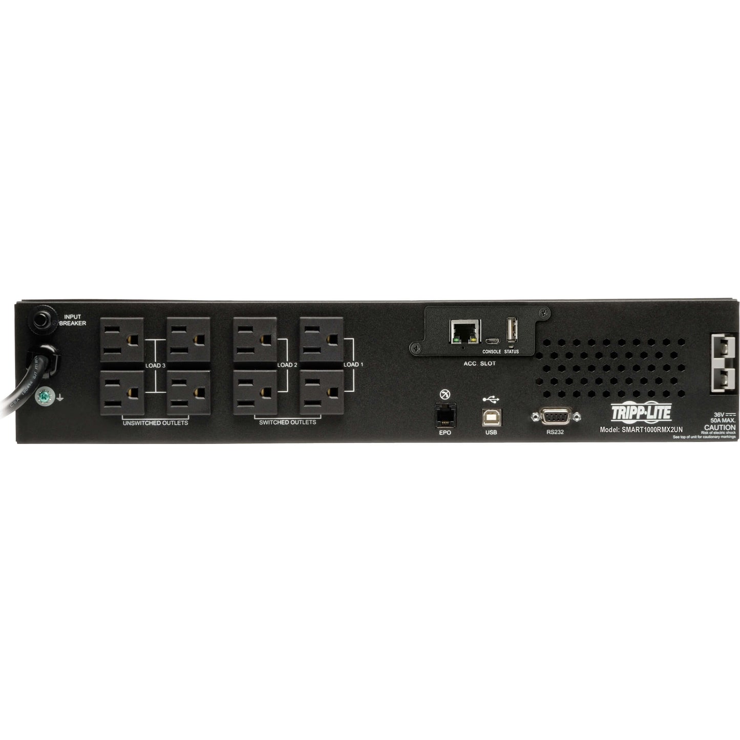 Tripp Lite UPS Smart 1000VA 900W 120V LCD USB DB9 Ext Run WEBCARDLX 2URM
