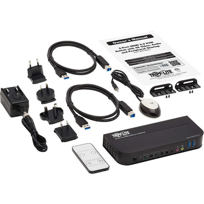 Tripp Lite HDMI USB KVM Switch 2-Port 4K 60Hz HDR HDCP 2.2 IR USB Cables