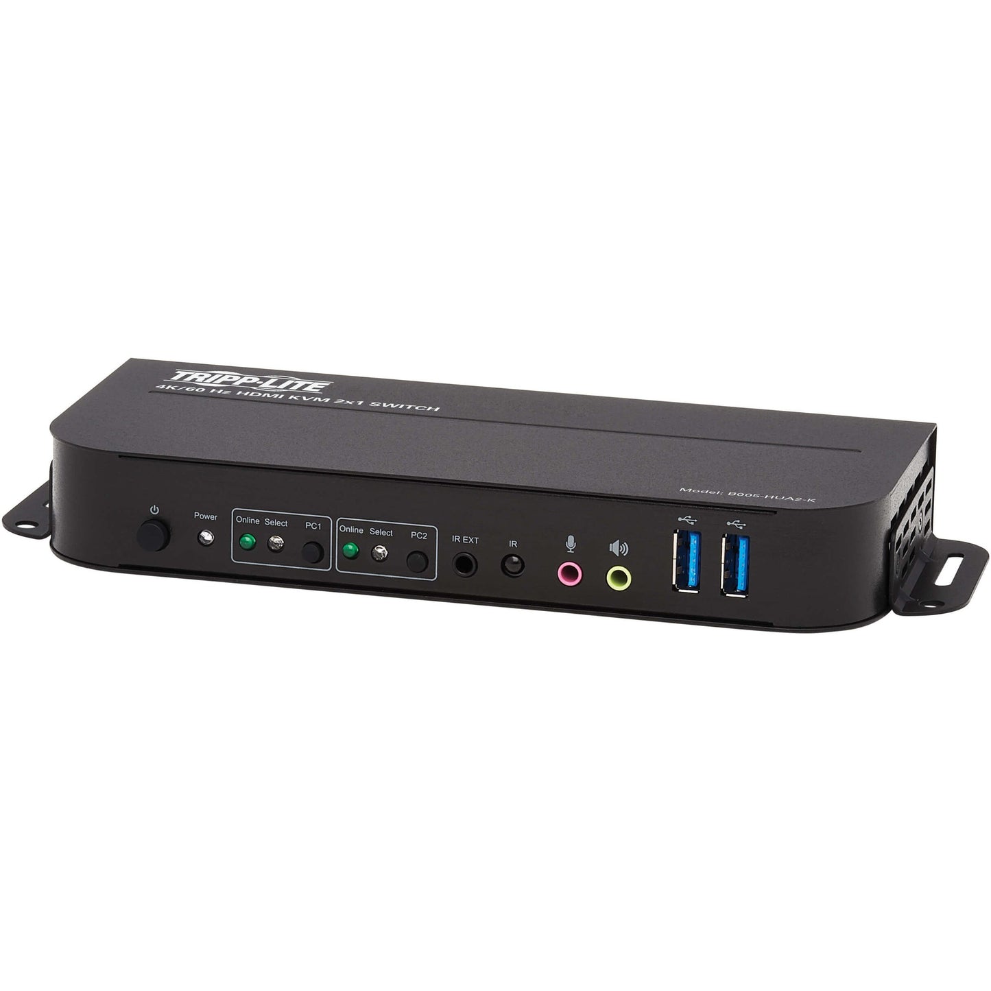 Tripp Lite HDMI USB KVM Switch 2-Port 4K 60Hz HDR HDCP 2.2 IR USB Cables
