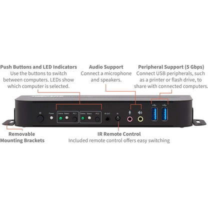 Tripp Lite DisplayPort USB KVM Switch 2-Port 4K 60Hz HDR DP 1.4 USB Cables