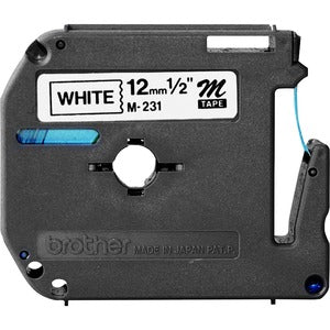 Brother 12mm (0.47") Black on White Non-Laminated tape for P-touch 8m (26.2 ft)