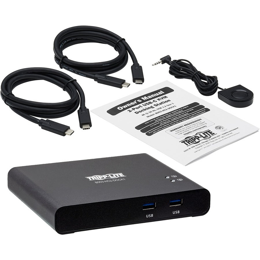 Tripp Lite USB C KVM Dock 2-Port 4K HDMI USB-A Hub PD Charging USB 3.2 Gen 1